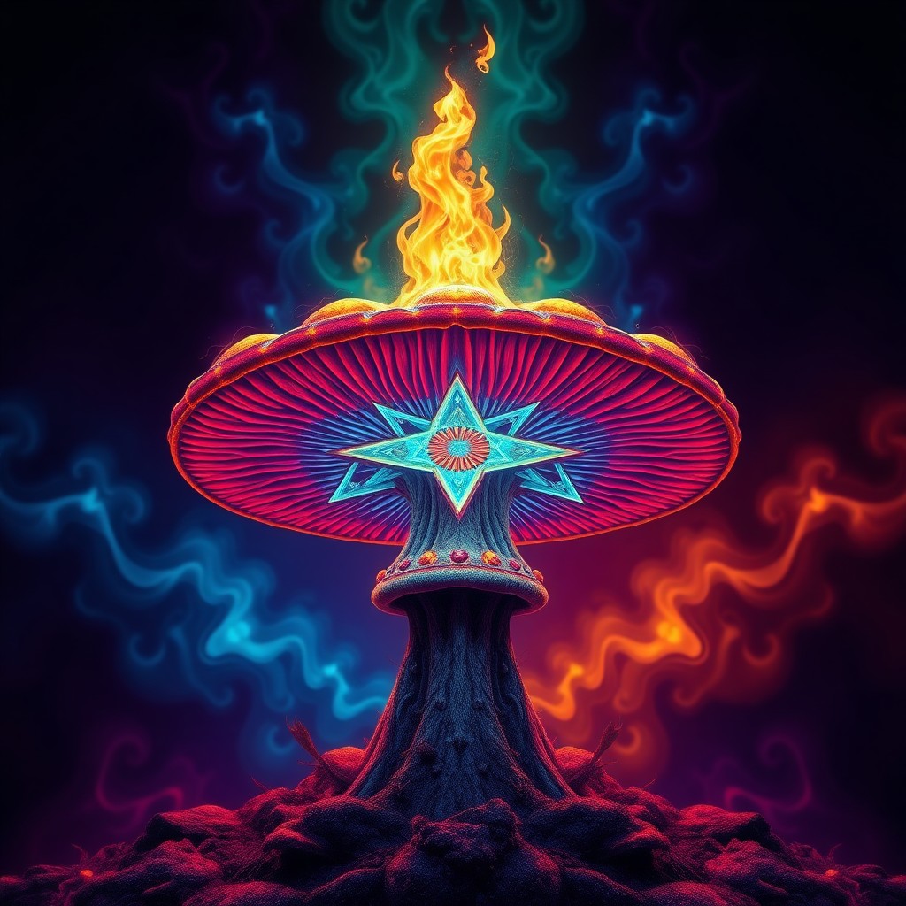 spark lit wildfire mushroom