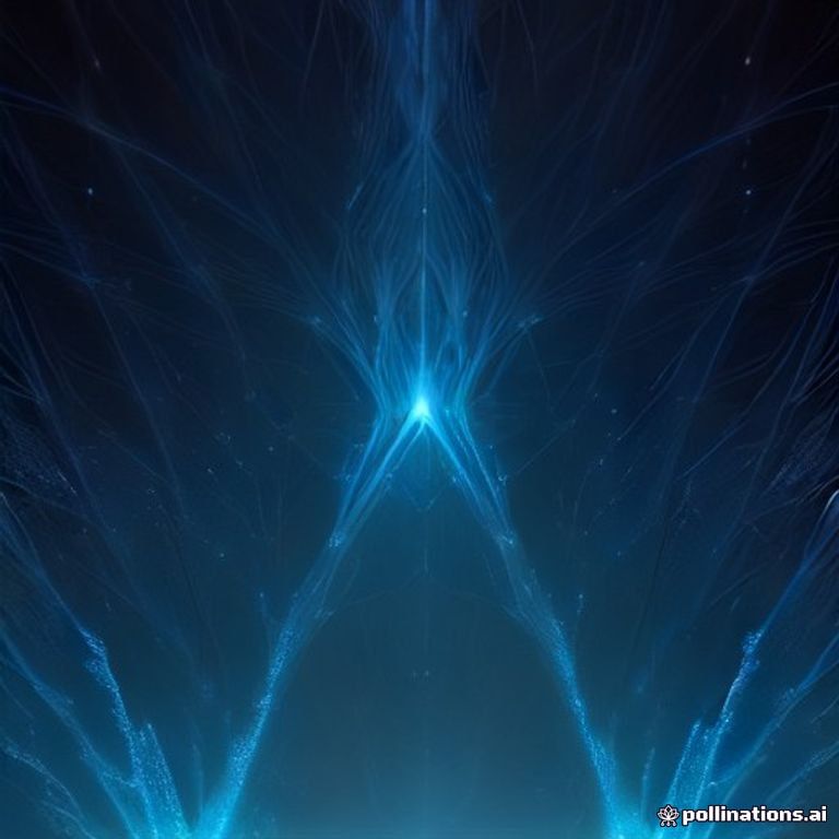 A psychedelic artwork depicting an interdimensional realm of glowing mycelial lattices and geometric portals, rendered in monochrome cobalt and silver with neon