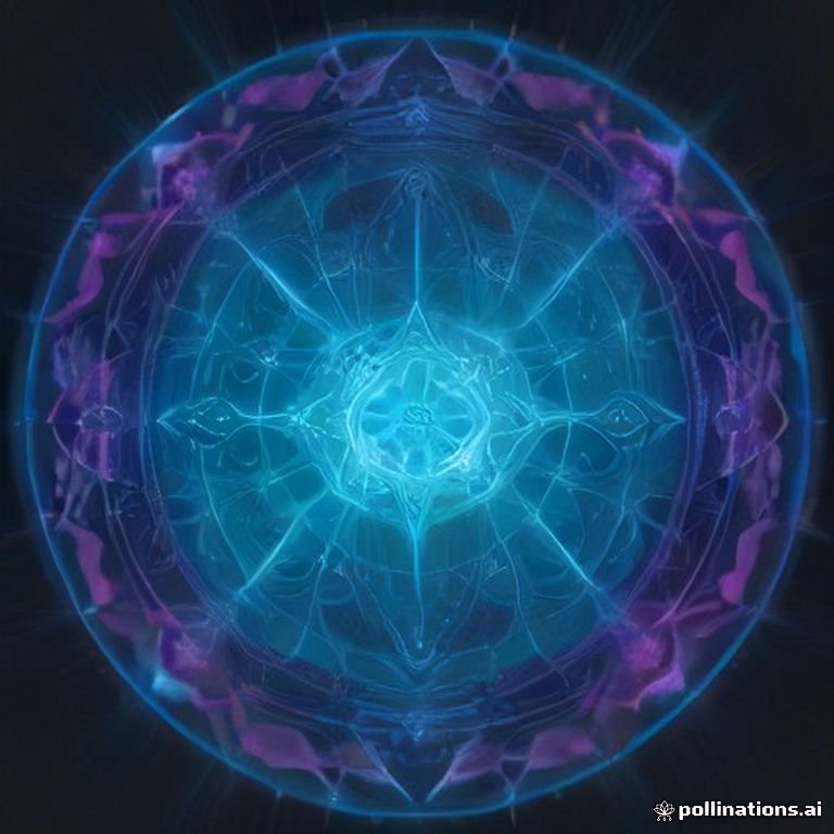 A radiant, ascended cosmic being of pure light, centered in a symmetrical mandala of sacred geometry, surrounded by intricate bioluminescent patterns and glowin